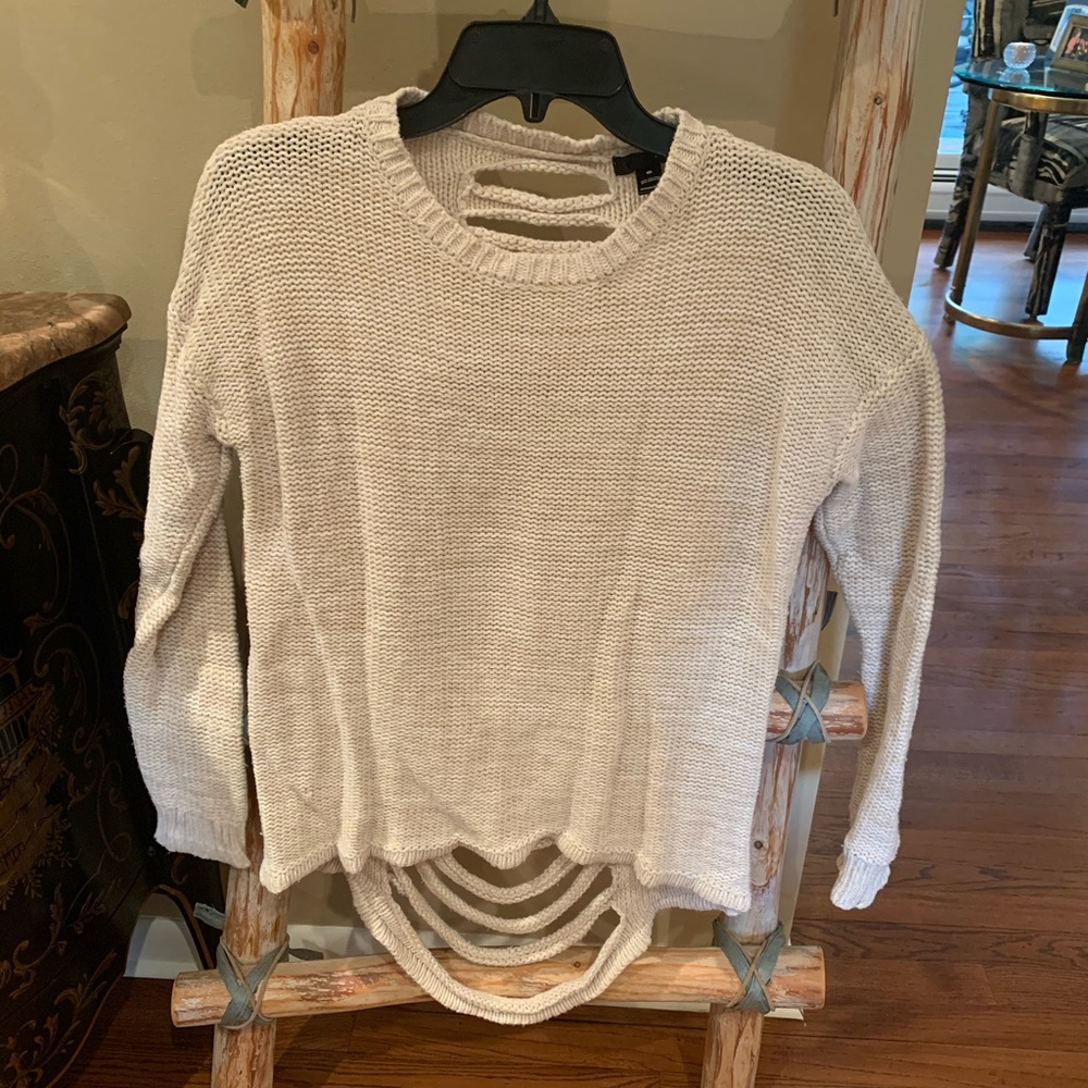 Cream open back sweater